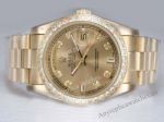 Copy Rolex Day Date Gold Watch Diamond Bezel Gold Face